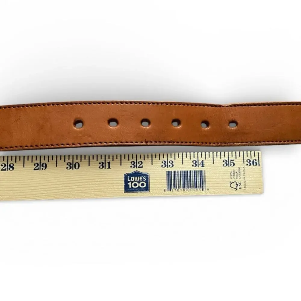 Concho Leather Men's Belt 34 Brown Black Woven Western Design Silver Buckle